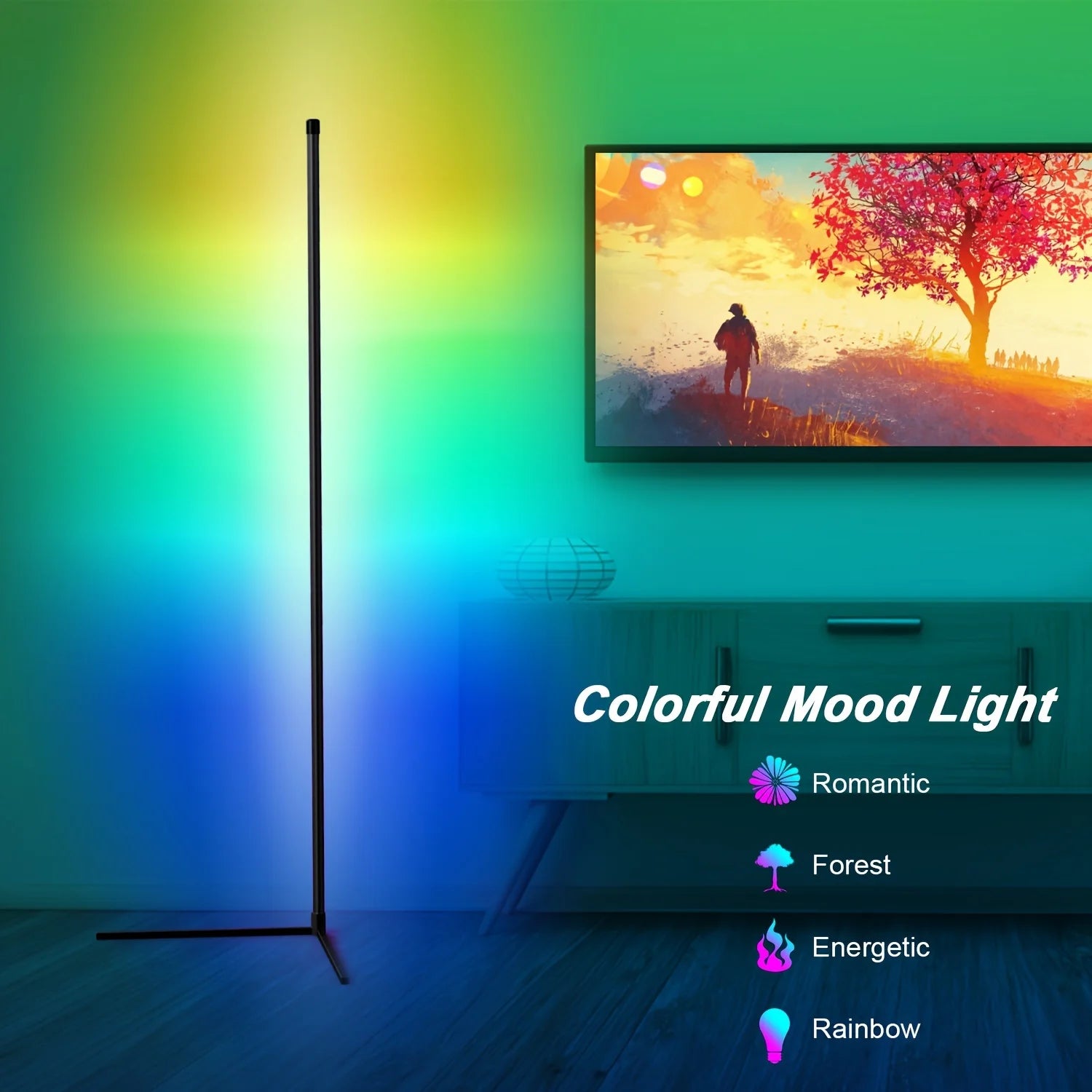 RGB Dream Color Floor Lamp with Music Sync Modern 16 Million Color Changing Standing Mood Light for Bedroom Living Room